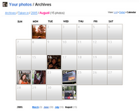 Screenshot of Flickr Calendar
